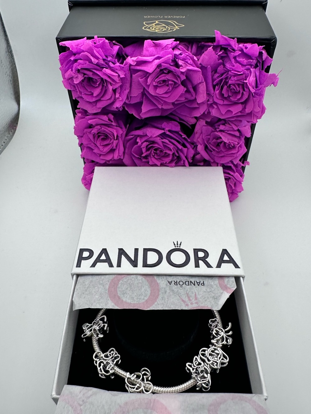 Pandora Disney Silver Openwork Minnie/Mickey/Donald/Daisy/Pluto/Goofy Charm Set